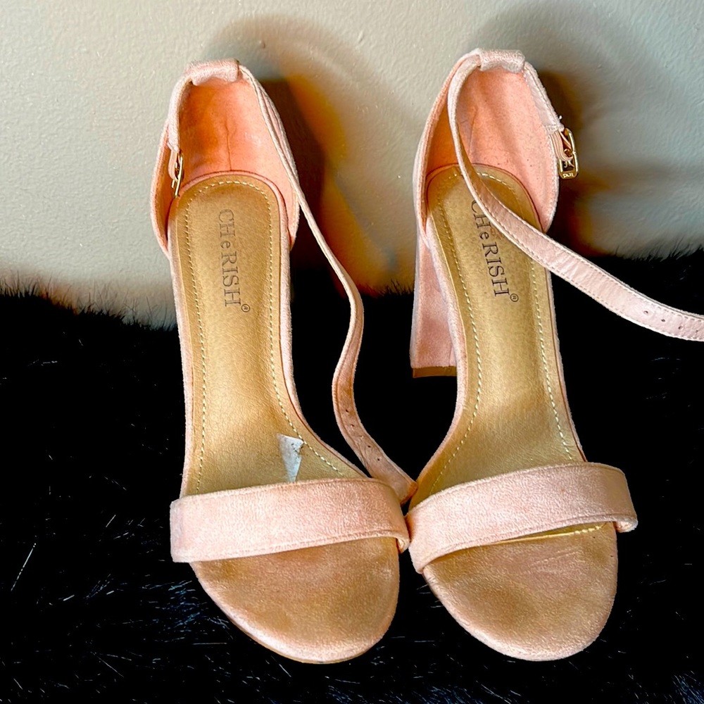 Pink suede heels